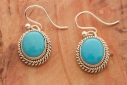 Artie Yellowhorse Genuine High Grade Sleeping Beauty Turquoise Sterling Silver  Earrings